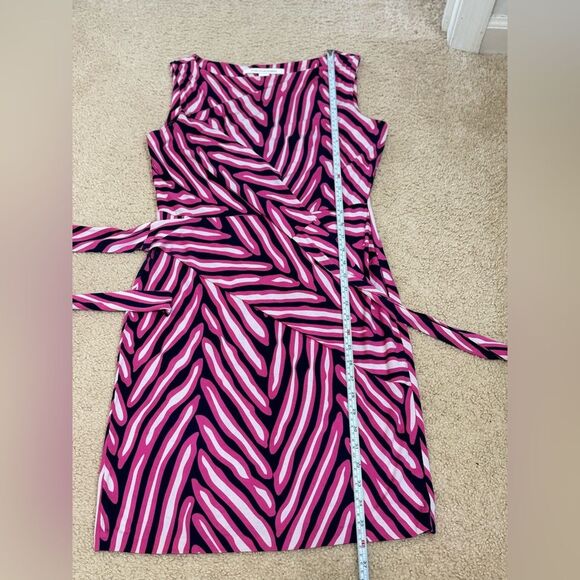 Diane Von Furstenberg Pink Black Stripe Wrap Silk Dress size 6 - Picture 16 of 16